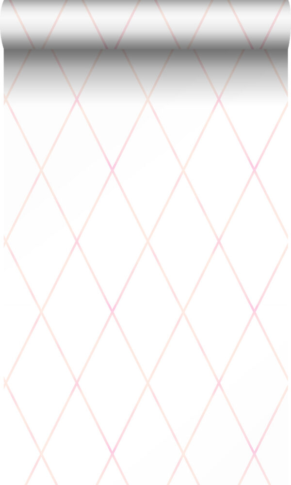 Origin Wallcoverings tapeet rombimotiiv - pastelse pulbriline roosa ja mattvalge