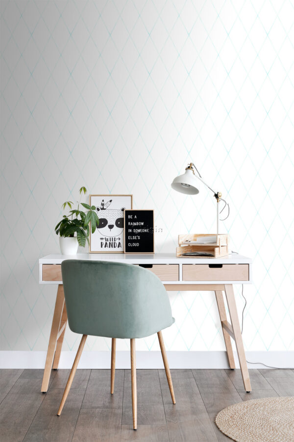 Origin Wallcoverings tapeet rombimotiiv - mattvalge ja mündiroheline