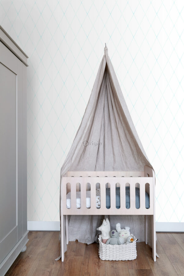 Origin Wallcoverings tapeet rombimotiiv - mattvalge ja mündiroheline