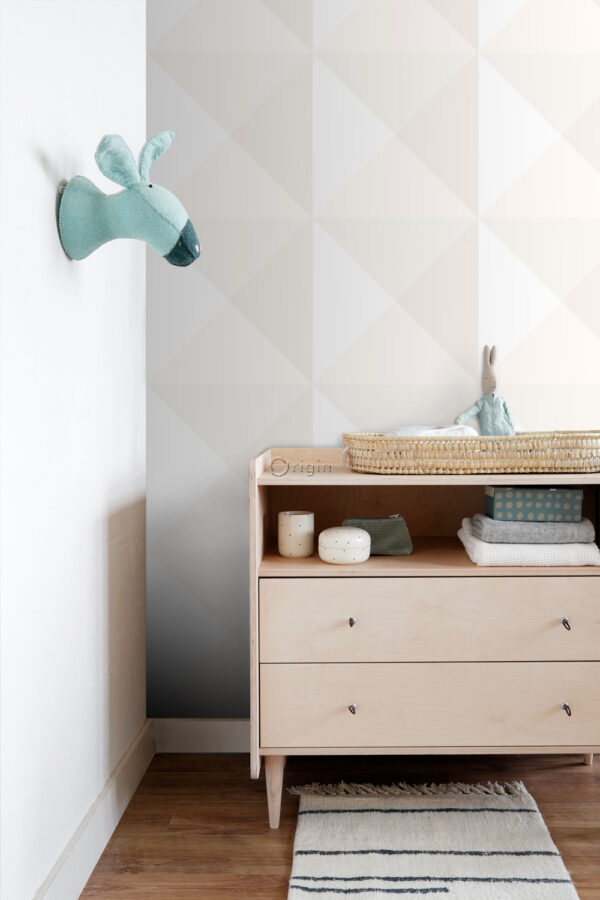 Origin Wallcoverings tapeet suured kolmnurgad - helekreemjas beež ja mattvalge