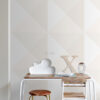 Origin Wallcoverings tapeet suured kolmnurgad - helekreemjas beež ja mattvalge
