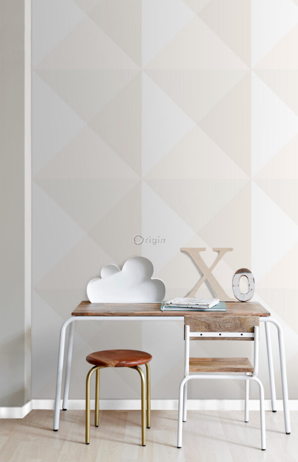 Origin Wallcoverings tapeet suured kolmnurgad - helekreemjas beež ja mattvalge