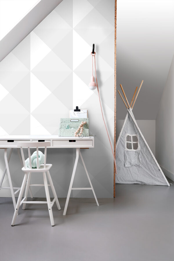 Origin Wallcoverings tapeet suured kolmnurgad - hele soe hall