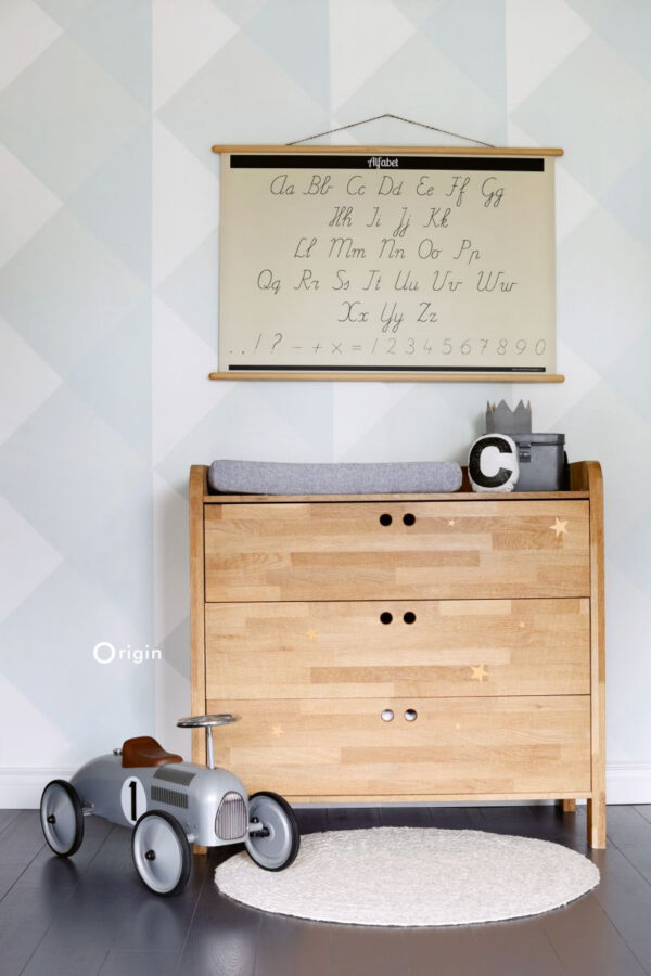 Origin Wallcoverings suurte kolmnurkade tapeet - mattvalge ja mündiroheline