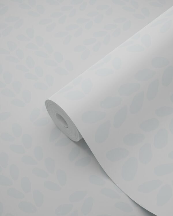 Origin Wallcoverings lehtede tapeet - valge ja hallikas mündiroheline