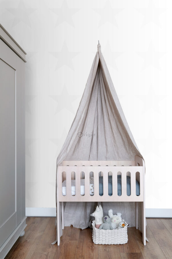 Origin Wallcoverings tapeet suur täht mattvalge ja läikiv hõbehall