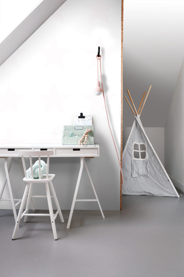 Origin Wallcoverings tapeet suur täht - heleroosa ja mattvalge