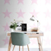 Origin Wallcoverings tapeet suur täht - pastelse roosa ja mattvalge