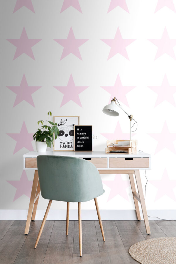 Origin Wallcoverings tapeet suur täht - pastelse roosa ja mattvalge
