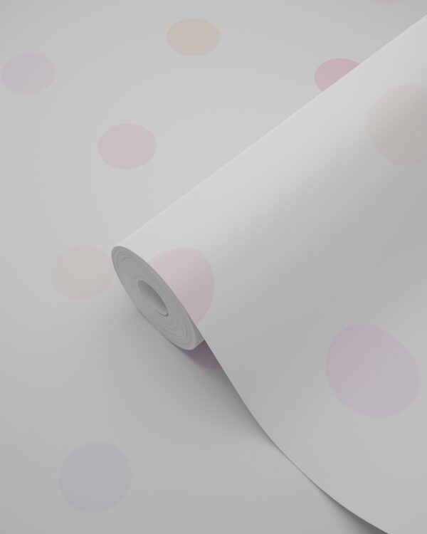 Origin Wallcoverings tapeet täpiline pastellroosa, pastelllilla ja pastellvirsikukarva