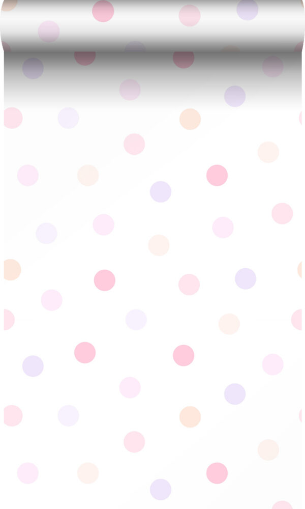 Origin Wallcoverings tapeet täpiline pastellroosa, pastelllilla ja pastellvirsikukarva