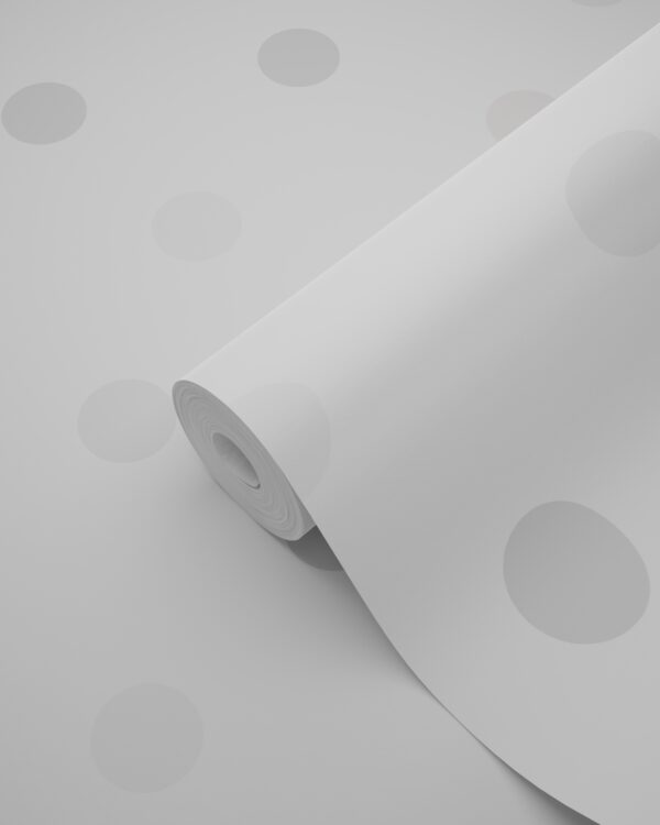 Origin Wallcoverings tapeet täpiline muster - helekreem, soe helehall ja läikiv hõbehall