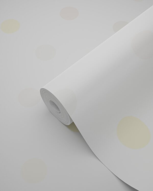 Origin Wallcoverings tapeet täpiline pastellkollane - hele soe hall ja hele kreembeež