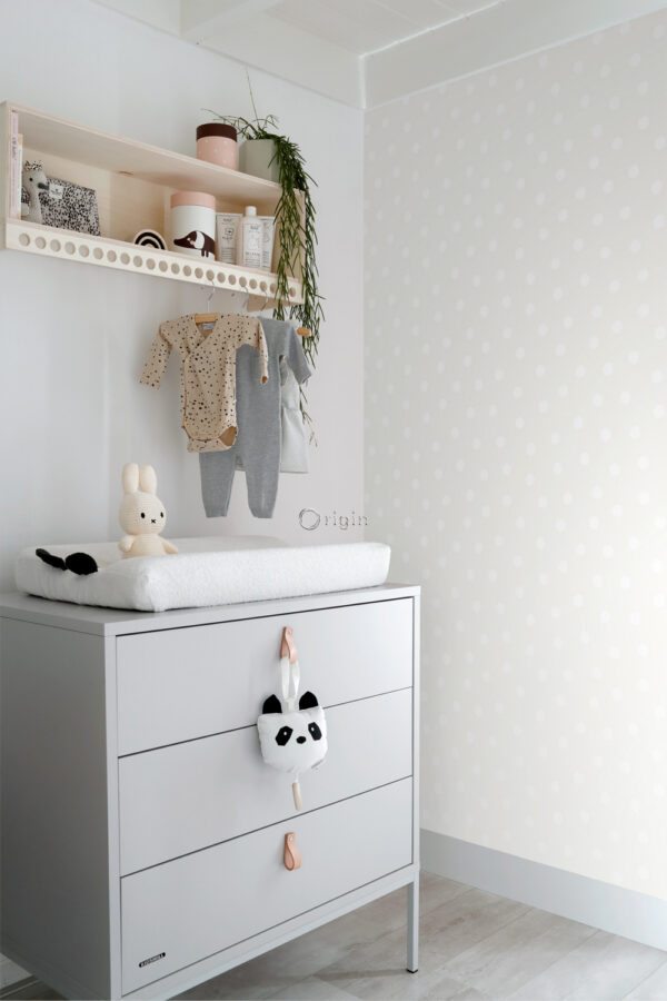Origin Wallcoverings tapeet täpiline mattvalge ja läikiv hõbehall