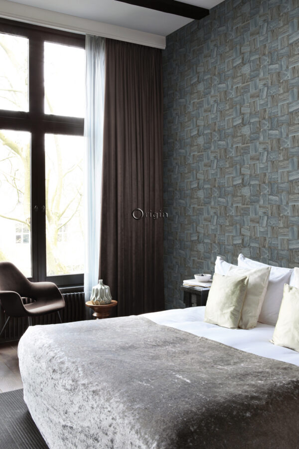 Origin Wallcoverings tapeet ruudukujulised puitlaastud - helehall