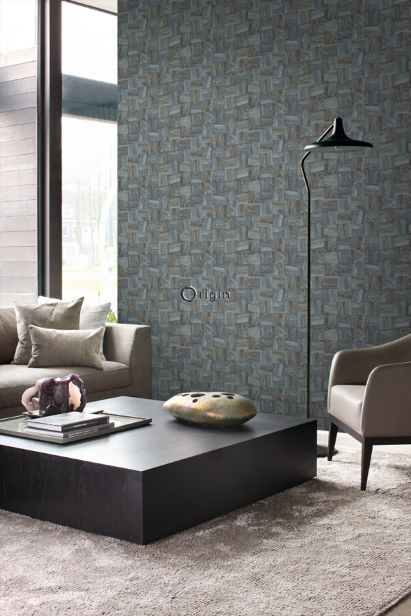 Origin Wallcoverings tapeet ruudukujulised puitlaastud - helehall