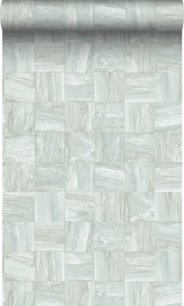 Origin Wallcoverings tapeet ruudukujulised puitlaastud - helehall ja roheline