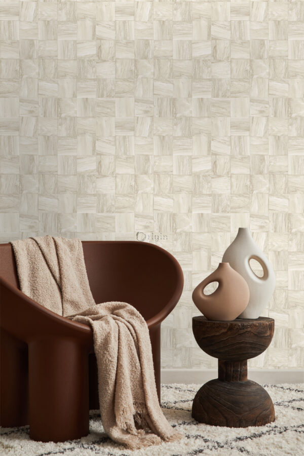 Origin Wallcoverings tapeet ruudukujulised puitprahitükid - beež