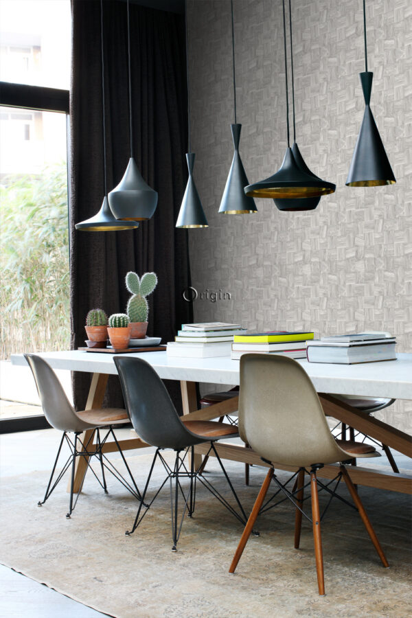 Origin Wallcoverings tapeet ruudukujulised puitlaastud - helehall