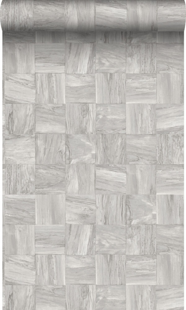 Origin Wallcoverings tapeet ruudukujulised puitlaastud - helehall