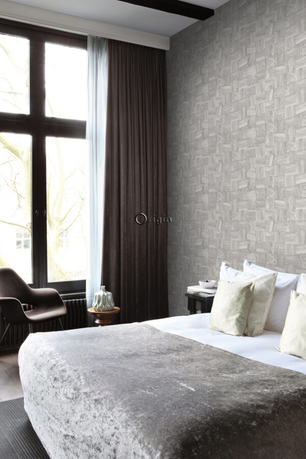 Origin Wallcoverings tapeet ruudukujulised puitlaastud - helehall