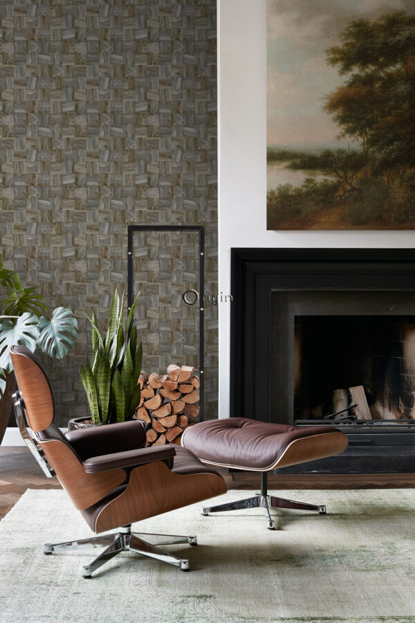 Origin Wallcoverings tapeet ruudukujulised puitlaastud - tumepruun