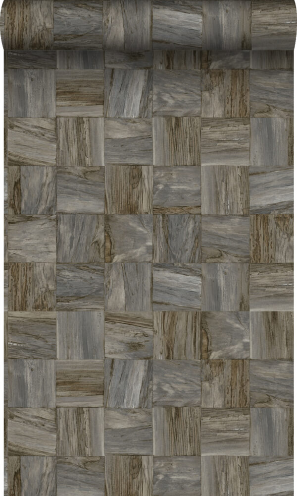 Origin Wallcoverings tapeet ruudukujulised puitlaastud - tumepruun