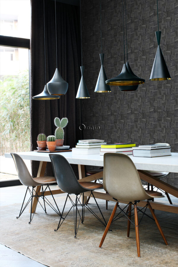 Origin Wallcoverings tapeet ruudukujulised puitlaastud - must