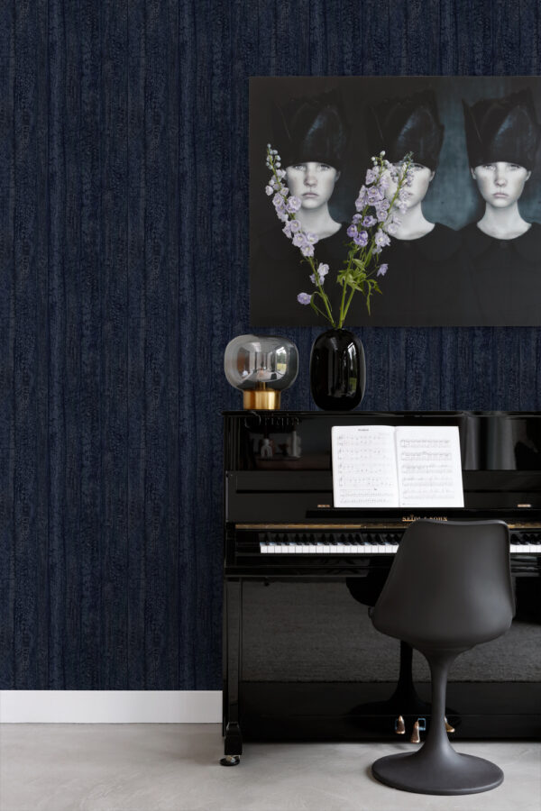 Origin Wallcoverings tapeet puidust lauad - tumesinine