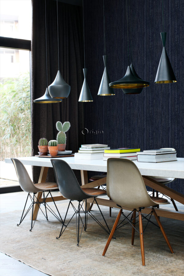 Origin Wallcoverings tapeet puidust lauad - tumesinine