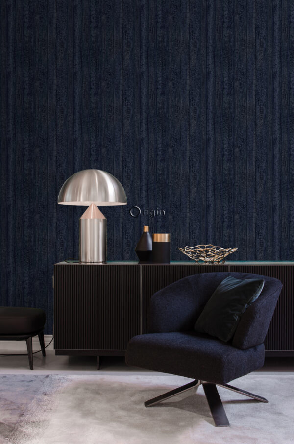 Origin Wallcoverings tapeet puidust lauad - tumesinine