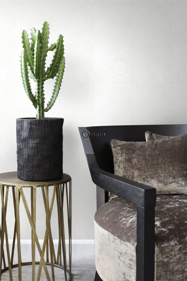 Origin Wallcoverings tapeet puidutüvede ristlõiked - valge ja hõbedane