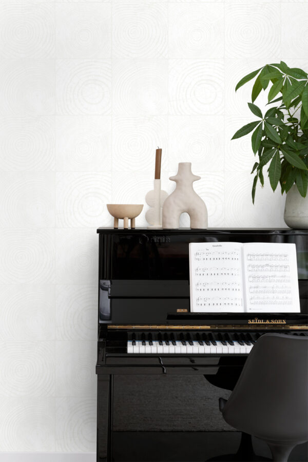 Origin Wallcoverings tapeet puidutüvede ristlõiked - valge ja hõbedane