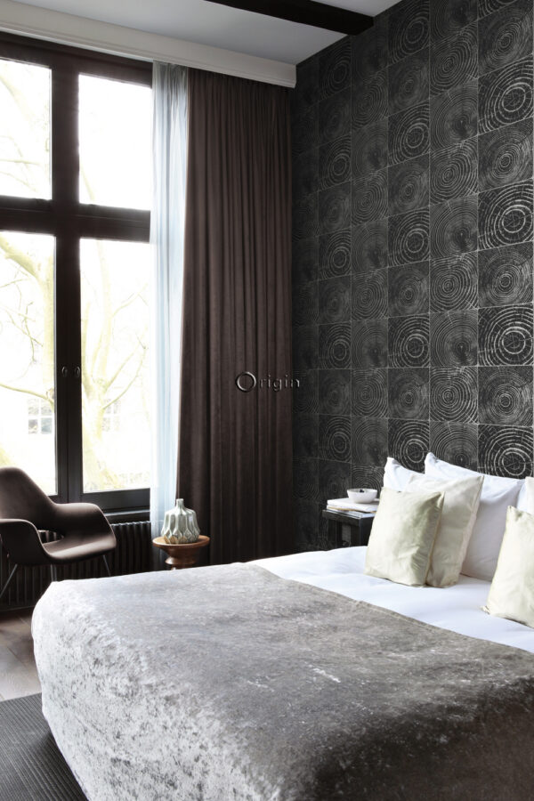 Origin Wallcoverings tapeet ristlõiked puutüved matt must ja hõbedane