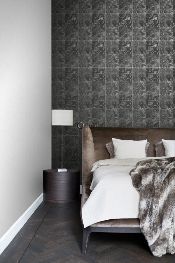 Origin Wallcoverings tapeet ristlõiked puutüved matt must ja hõbedane