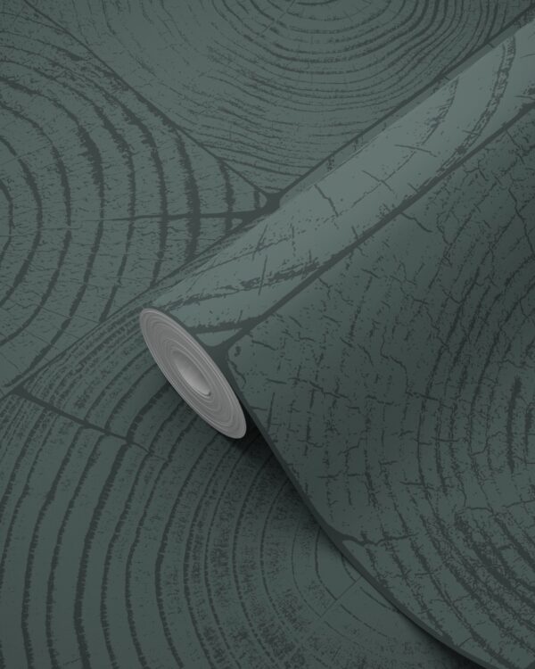 Origin Wallcoverings tapeet puidutüvede ristlõiked - smaragdroheline