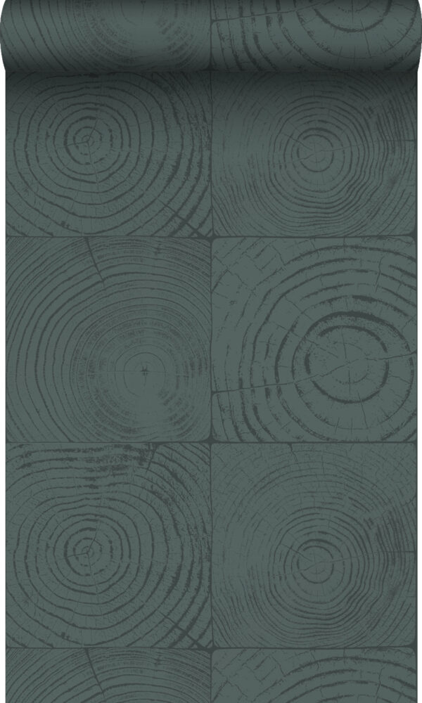 Origin Wallcoverings tapeet puidutüvede ristlõiked - smaragdroheline
