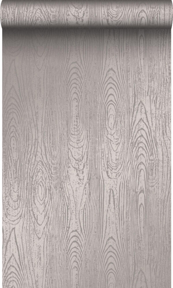 Origin Wallcoverings tapeet puidust lauad puidumustriga - taupe