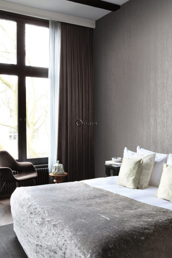 Origin Wallcoverings tapeet puidust lauad puidumustriga - taupe