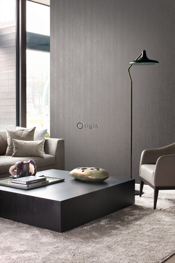 Origin Wallcoverings tapeet puidust lauad puidumustriga - taupe