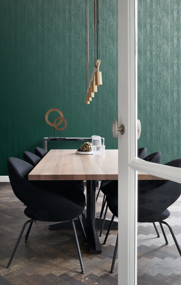 Origin Wallcoverings tapeet puidust lauad puidutriibuga - smaragdroheline