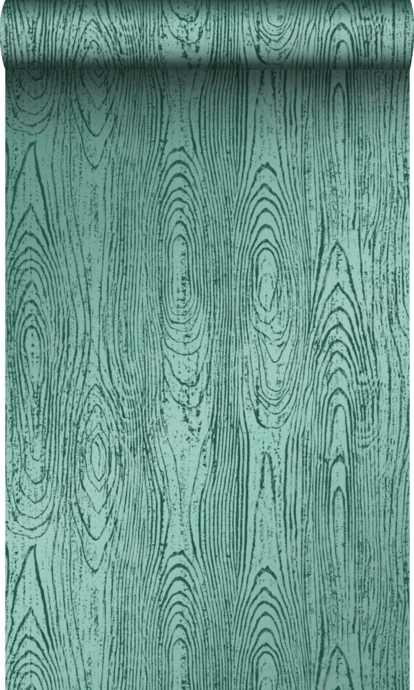 Origin Wallcoverings tapeet puidust lauad puidutriibuga - smaragdroheline
