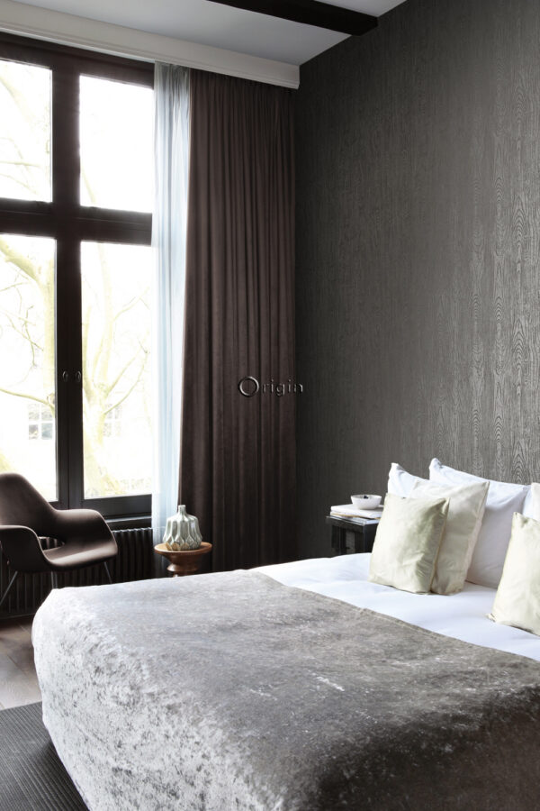 Origin Wallcoverings tapeet puidust lauad puidutriibuga - tumehall