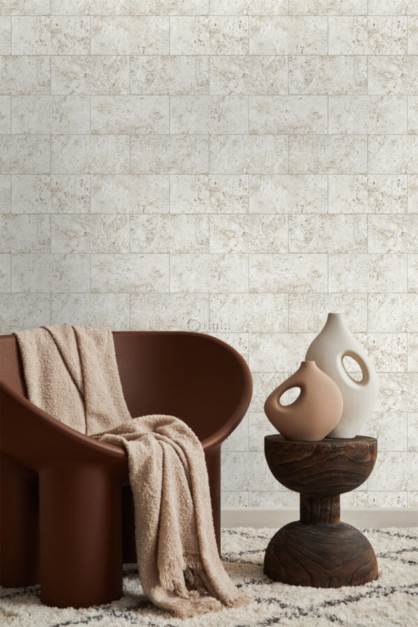 Origin Wallcoverings tapeet lubjakiviplokid pooltellises - beež