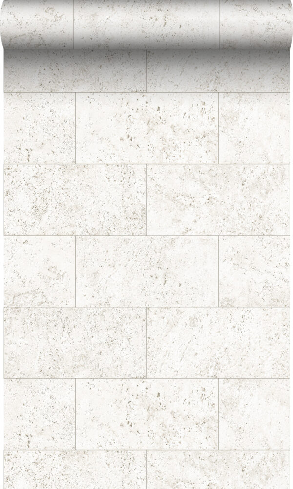 Origin Wallcoverings tapeet lubjakiviplokid pooltellises sidumises - helevalge