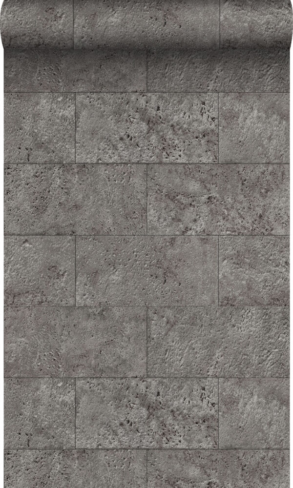 Origin Wallcoverings tapeet lubjakiviplokid pooltellises - hallikaspruun