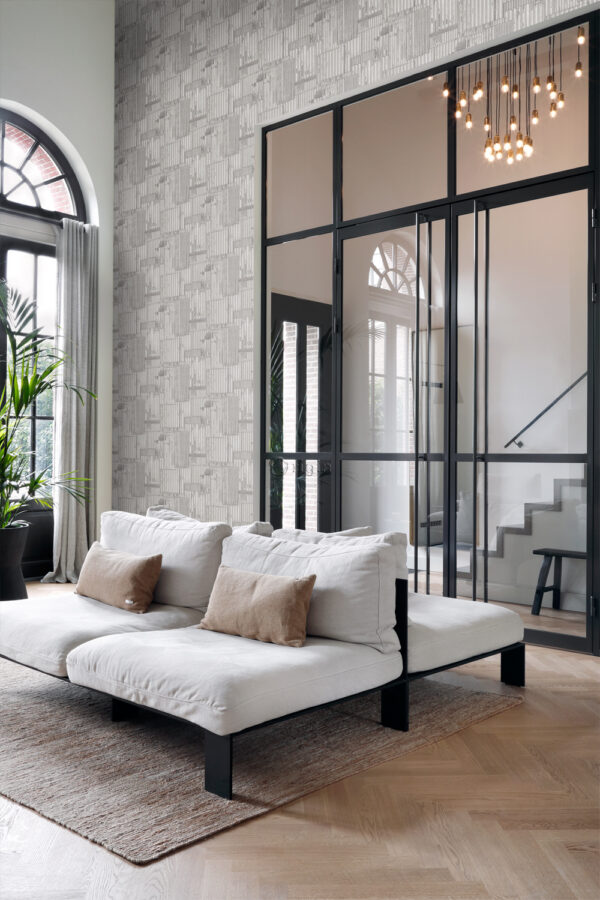Origin Wallcoverings tapeet tööstuslik metall laineline leht 3D helehall