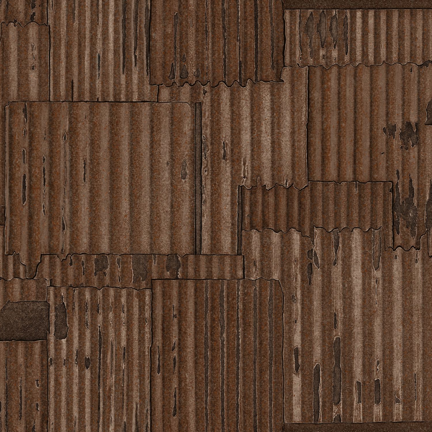 Origin Wallcoverings tööstuslik metall laineline tapeet - roostekarva pruun