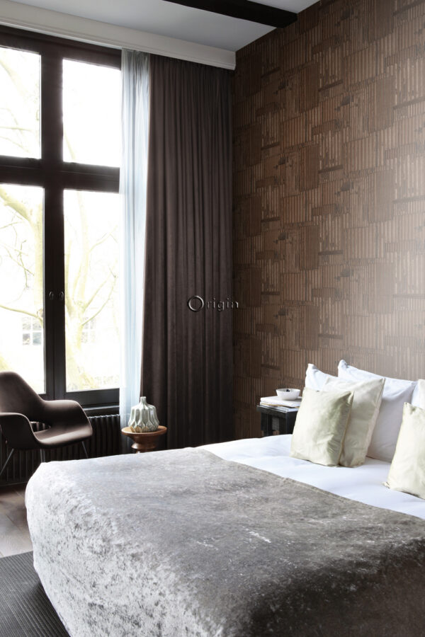 Origin Wallcoverings tööstuslik metall laineline tapeet - roostekarva pruun