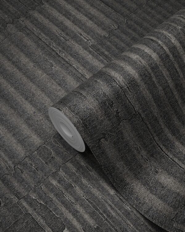 Origin Wallcoverings tapeet tööstuslik metall laineline 3D must